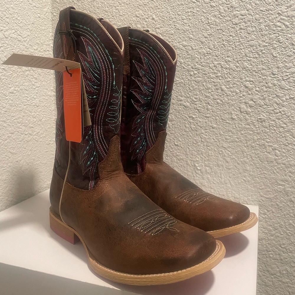 Ariat Kid’s Vaquera Boot, Weathered Brown/Sunset Purple- Size 4